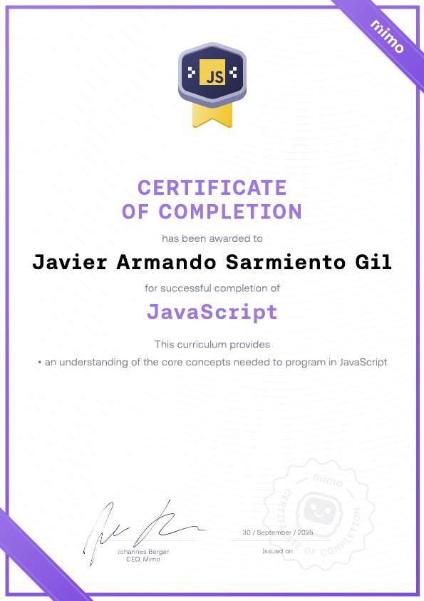 Imagen del certificado javascript